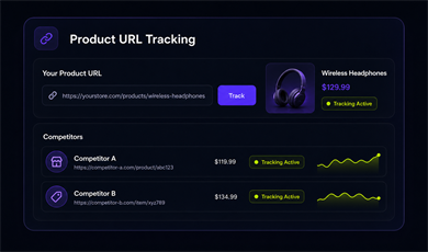 Product URL tracking feature dark mode image