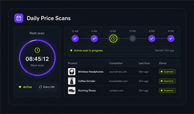 Daily price checks feature dark mode image