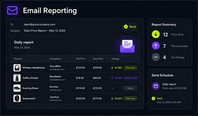 Email reporting feature dark mode image
